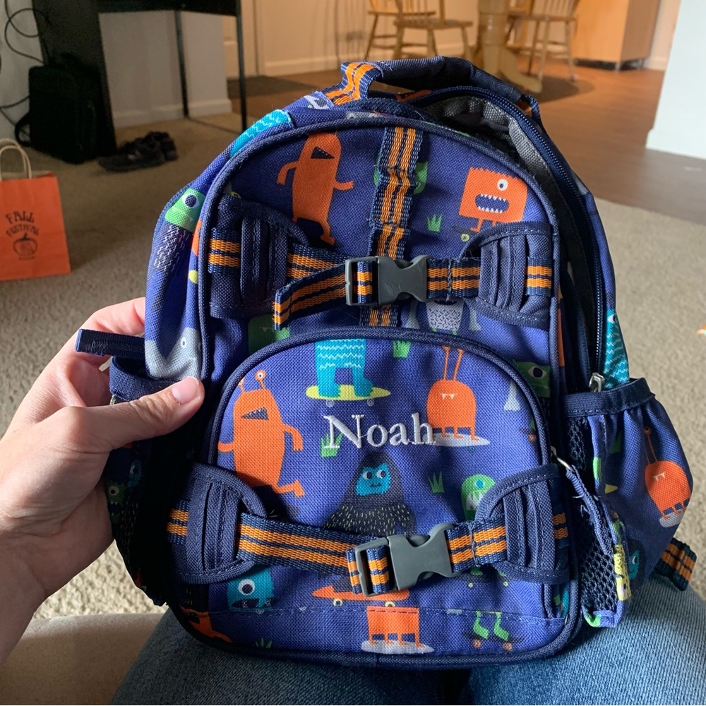 Mini Pottery Barn monster backpack Custom Embroidered Noah